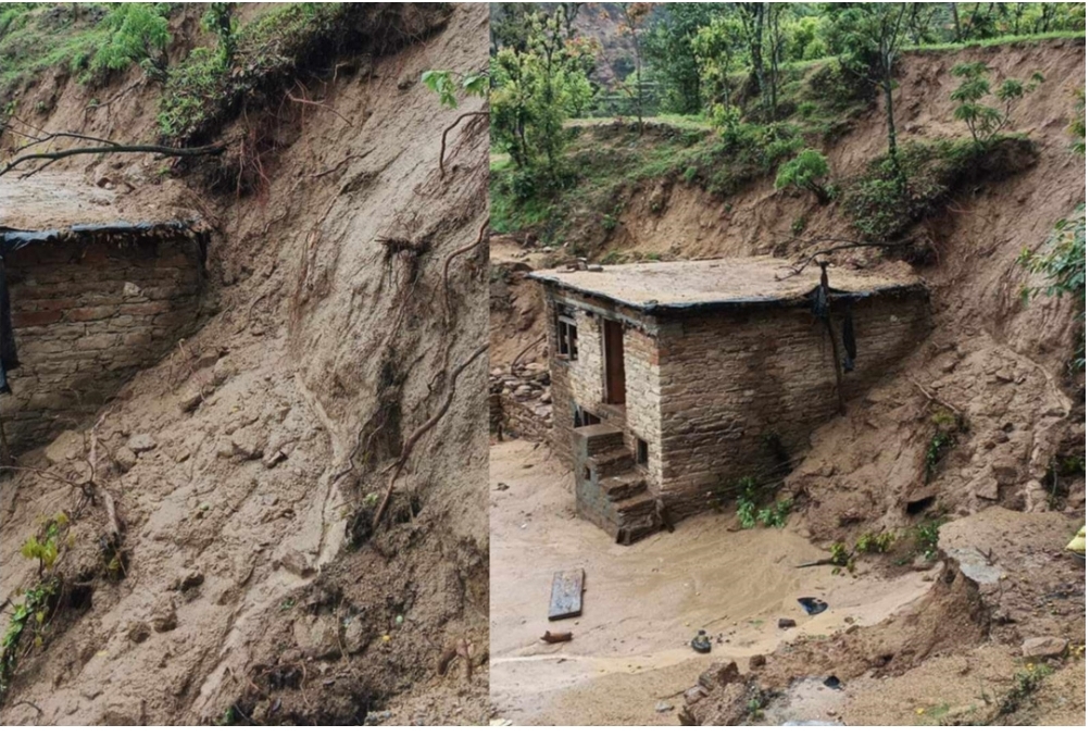 घरमाथिबाट पहिरो खसेपछि बैतडीको शिवनाथमा एक परिवार विस्थापित 