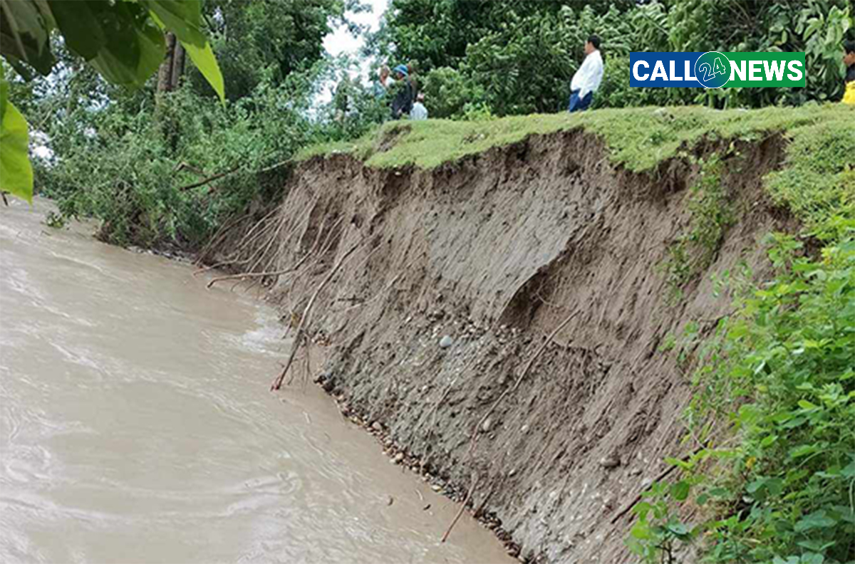 कर्णाली नदीले पार गर्यो खतराको तह ,दौलतपुरमा कटान सुरू